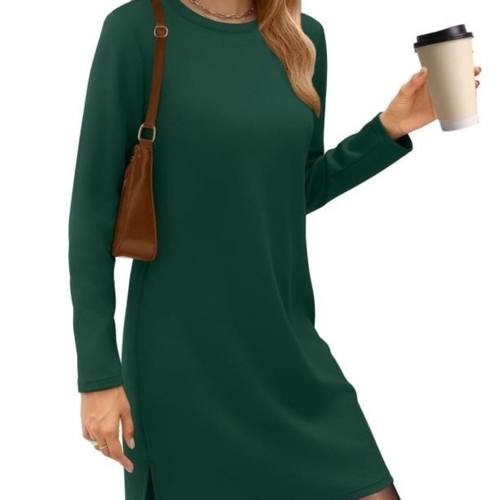 Elegant Long Sleeve Dark Green Dress
